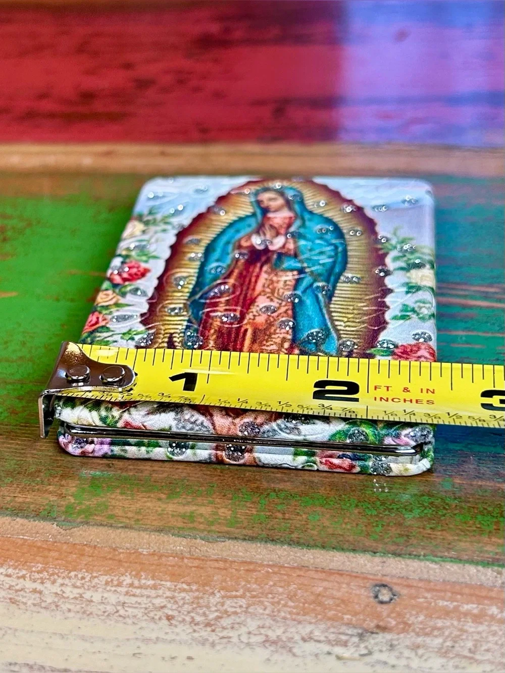 Our Lady of Guadalupe Crystal Rhinestone Double Compact Makeup Mirror